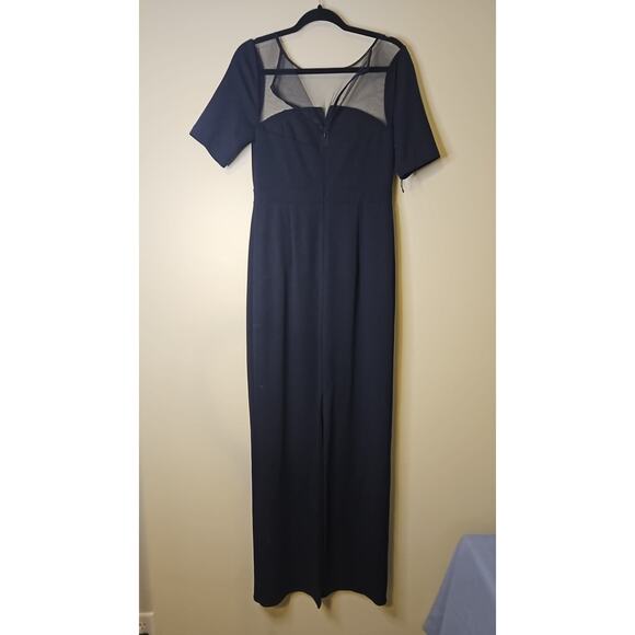 Adrianna Papell Beaded Illusion-Neck Floor-Length Gown - Picture 2 of 4